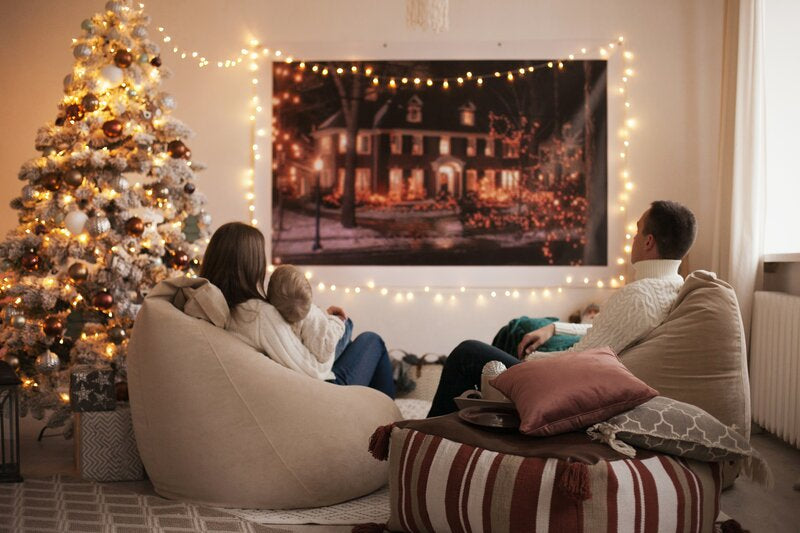 family watching a Christmas movie