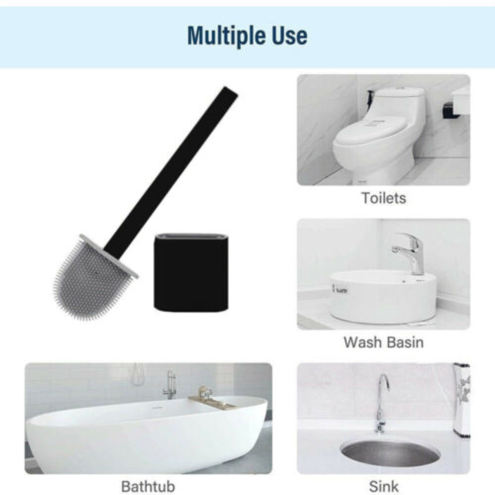 Silicone Toilet Brush With Holder Set Toilet Bowl Brush For Bathroom No  Scratch Soft Toilet Cleaner Brush Wall Mounted Ft