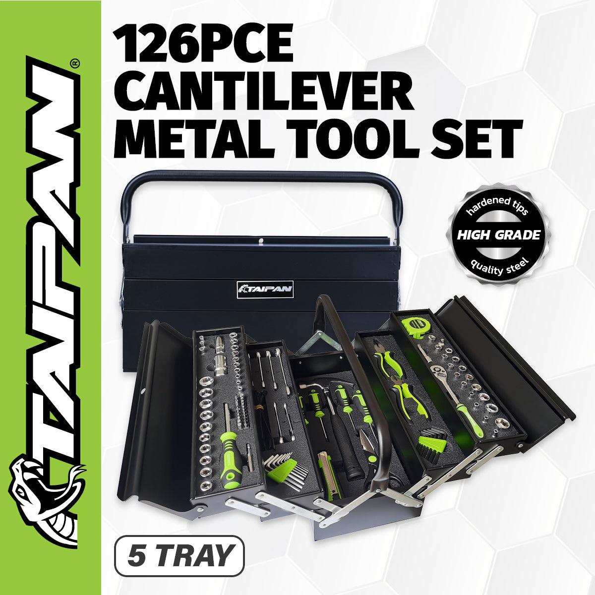 Taipan 126PCE 5 Tray Cantilever Metal Tool Set Premium Chrome Vanadium Steel